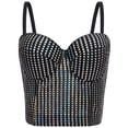 thumbnail image 2 of BUIGTTKLOP Sequin Corset Tops for Women with Built in Bra Lace Mesh Bustier Crop Top Sparkly Glitter Tube Party Tops, 2 of 6