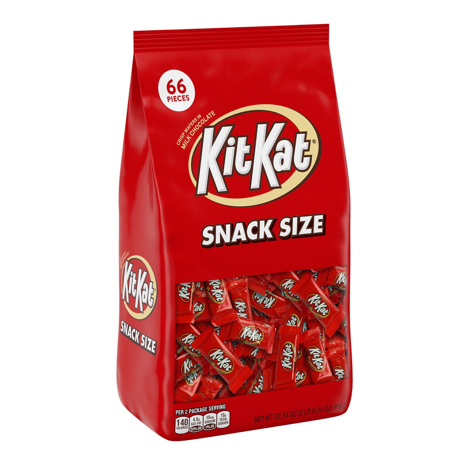 KIT KAT Milk Chocolate Snack Size, Individually Wrapped Wafer Candy Bars Bulk Bag, 32.34 oz (66 Pieces)