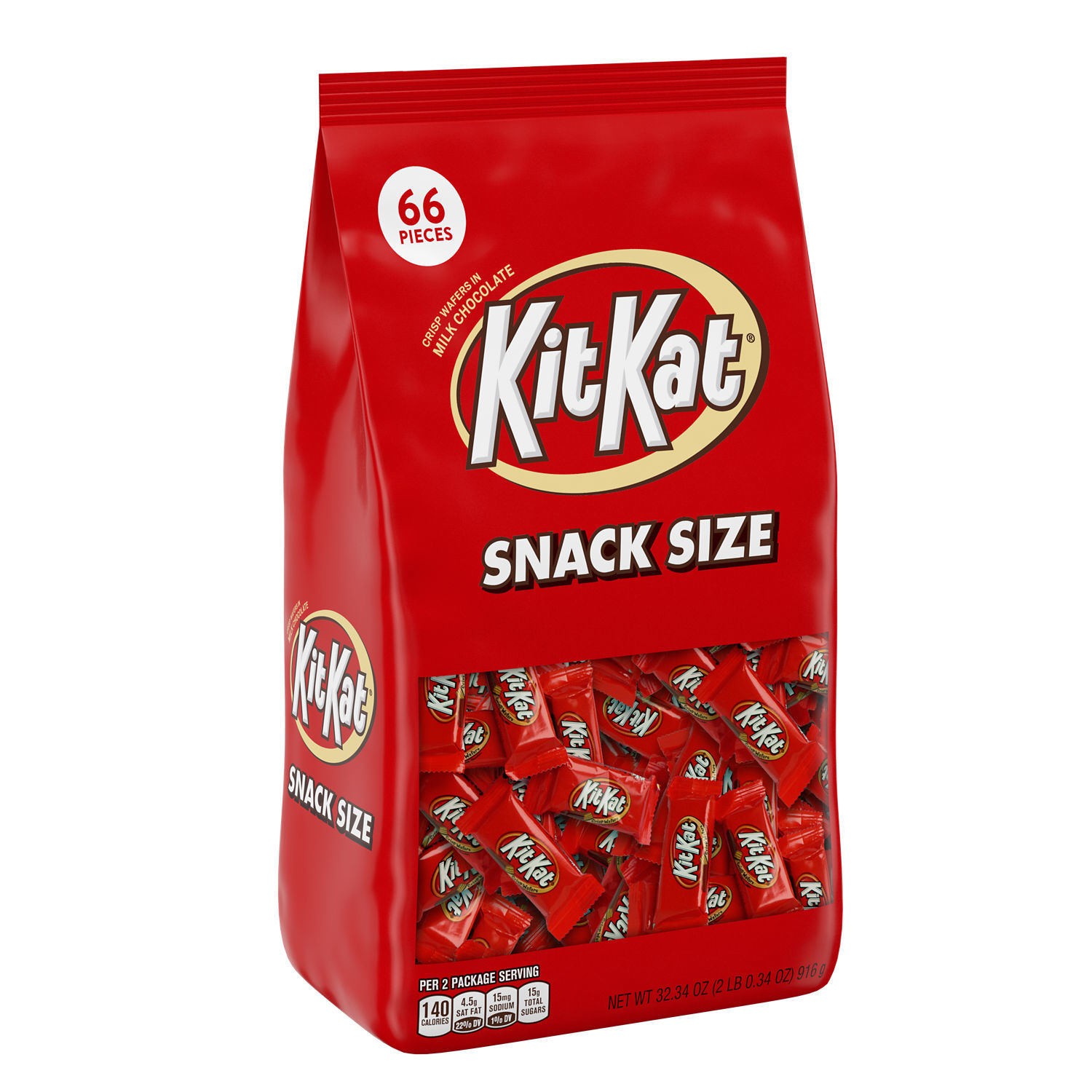 Kit Kat® Milk Chocolate Wafer Snack Size Candy, Bag 32.34 oz, 66 Pieces - image 2 of 9