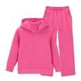 thumbnail image 4 of UACY Teen Girls Casual Tracksuit, Solid Pullover Hoodie & Loose Wide Leg Sweatpants 2 Piece Sweatsuit, Long Sleeve Daily Sport Outfit (Hot Pink, 5-6 Years), 4 of 4