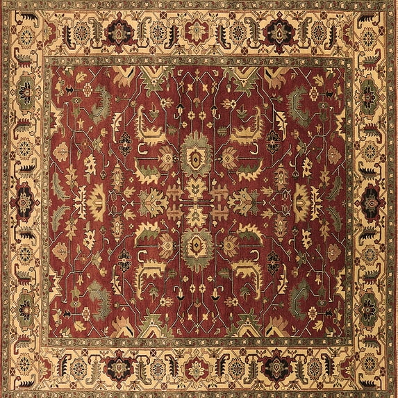 Ahgly Company Indoor Square Oriental Brown Industrial Area Rugs, 7' Square
