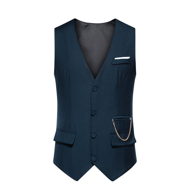 FAIWAD Gilet Classique pour Homme Formel d'Affaires Sans Manches Vintage Veste Gilet à Boutons devant Col en V Ajusté Gilet de Complet