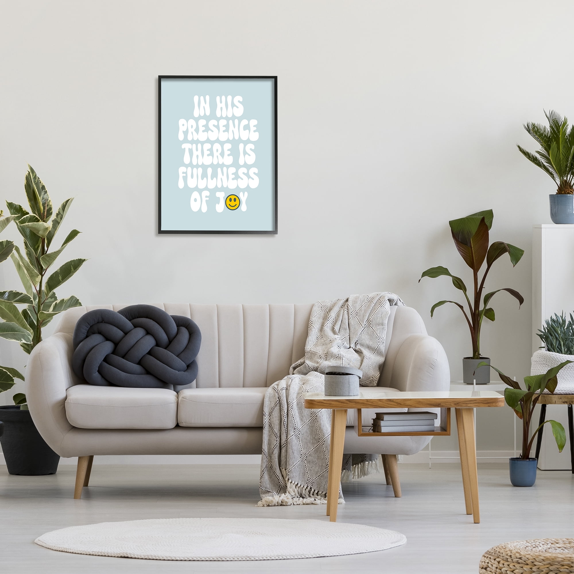 Stupell Industries Blue Religious Phrase Inspirational Painting Black Framed Art Print Wall Art, 24 x 30