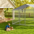 thumbnail image 3 of YOKWOK 10x10ft Outdoor Dog Kennel Outside with Metal Large Dog Gate, Outdoor Dog Pens with Roof, Heavy Duty Dog Kennel for Backyard Farm Use, 3 of 7
