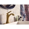 thumbnail image 2 of Moen Voss Brushed Gold One-Handle High-Arc Bathroom Faucet with Drain Assembly for Single-Hole Sink, 2 of 7