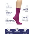 thumbnail image 2 of Hugh Ugoli Women's Lightweight Soft Thin Bamboo Crew Dress Socks Business Casual, 3 Pairs, Fuchsia/White/Pink, Shoe Size: 9-12, 2 of 5