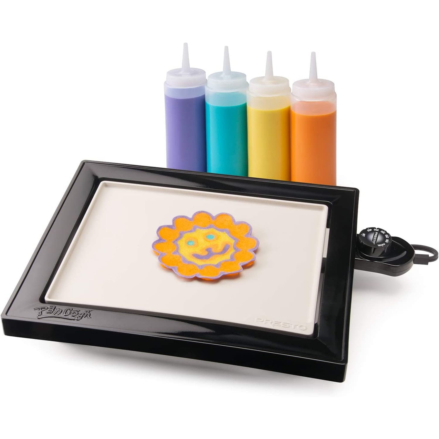 JaDAYon 07080 PanGogh Art Batter Bottles and templates Pancake Griddle, 11x9, Black, Create your