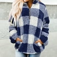 thumbnail image 3 of KZKR Women's Plaid Coat Long Sleeve Zipper Sherpa Fleece Sweatshirt Oversize Pullover Jacket, 3 of 3