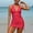 Pink, variant on Charmo Womens Halter V Neck Tankini Bathing Suits Side Drawstring Two Piece Swimsuits