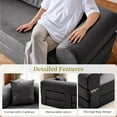 thumbnail image 6 of 4-in-1 Folding Convertible Sofa Bed, 78 Inch Faux Leather Boneless Couch, Loveseat Sleeper with Pull Out Bed, Floor Sofa Modular Futon Teddy Sofa for Living Room Bedroom Lounge, Gray, 6 of 13