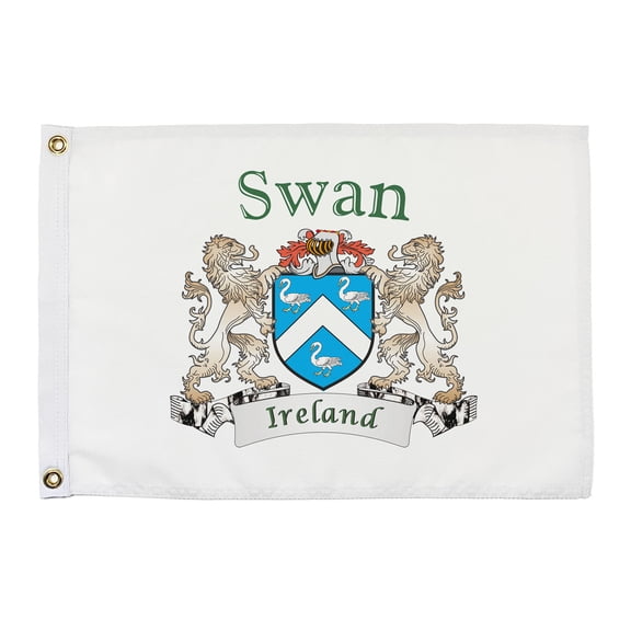 Swan Irish Coat of Arms Small White Flag - 16"x10.5" inches