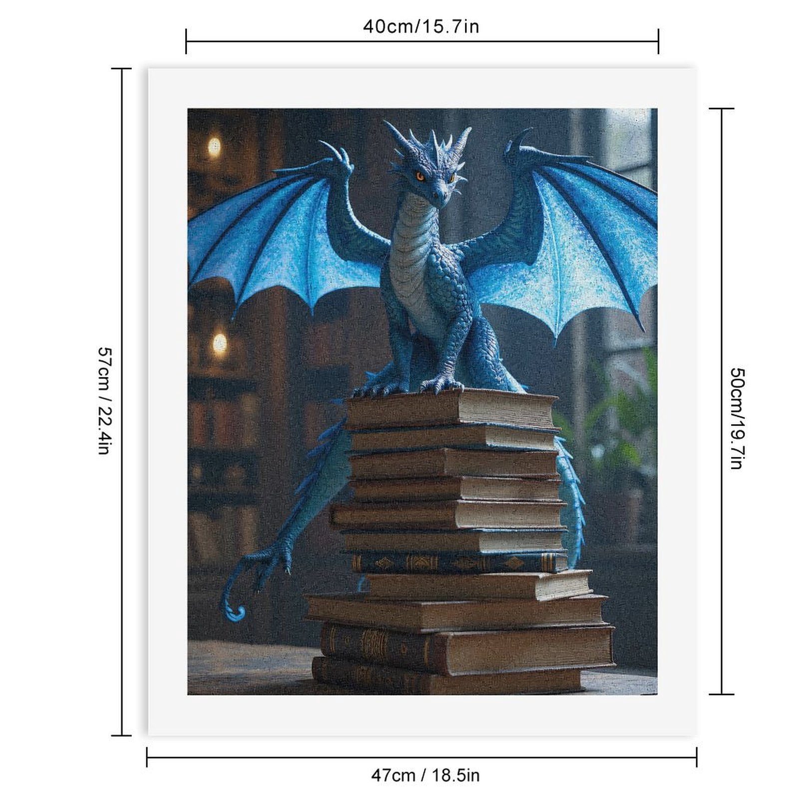 Paint by Numbers Kit for Adults, Blue Dragon Library Books Adventure Paint by Numbers, Easy Paint by Numbers Kit for Adults Beginner, DIY Adult Paint by Number Kits on Canvas, Home Decor