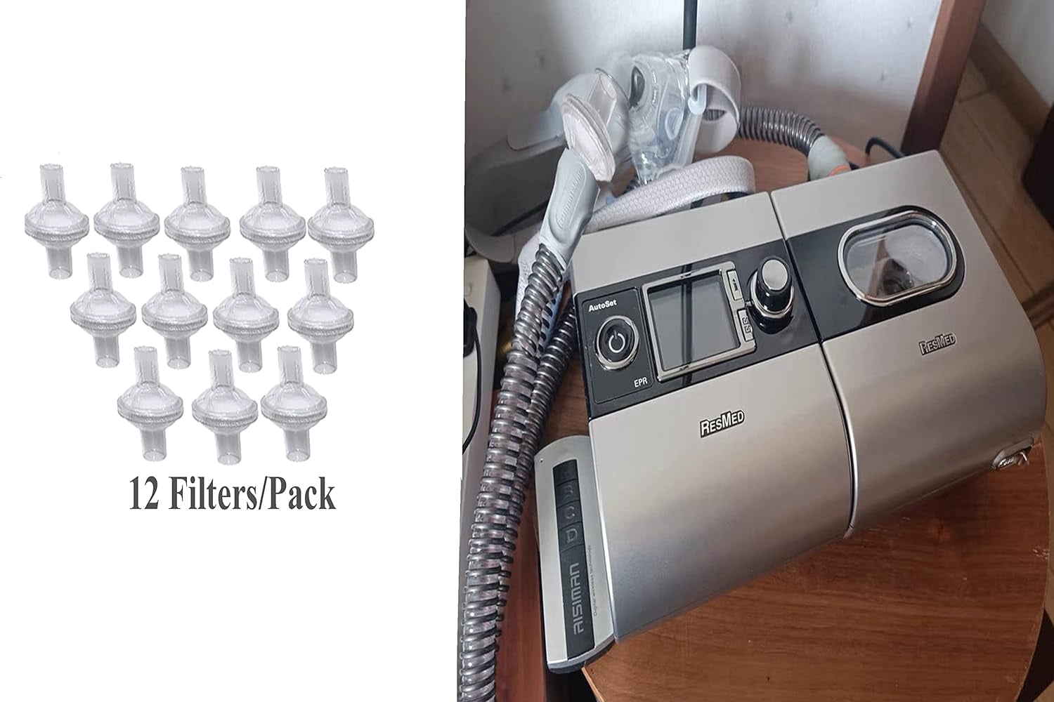Filters for Cpap Machine - 12 Pcs Cpap Filters fit Inline Filters Compatible with Resmed and Any Machine Size 22mm and 25mm Cpap Tube