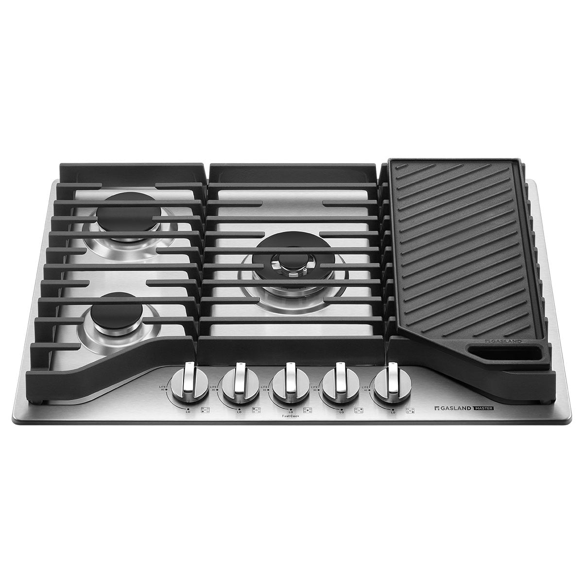 GASLAND Master Series 30 Inch Gas Cooktop with Griddle PRO GH3805SS1FC with 5 Burners, CSA certified,120V Plug-in, NG/LPG Convertible
