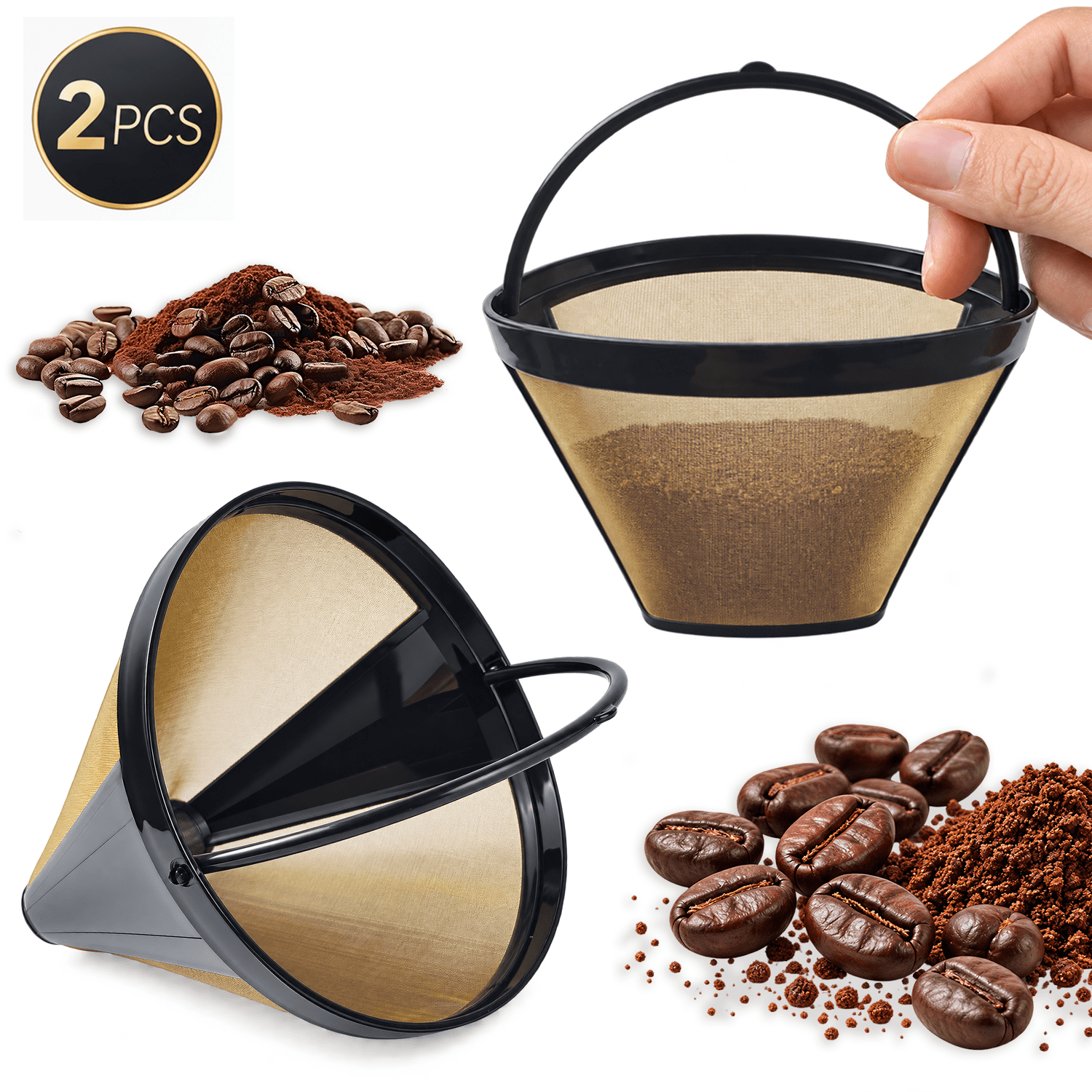 WLGJL Reusable No.4 Cone Coffee Maker Filters 2 Count