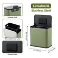 thumbnail image 2 of 1.3 Gallon Trash Can, Stainless Steel Kitchen Garbage Bin with Inner Bucket and Charcoal Filter for Kitchen Bedroom Office - Green, 2 of 6