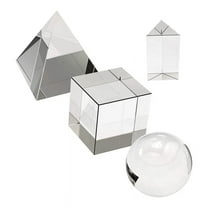 4 Pack Optical Crystal Photography Prism Set,Include 55mm Ball,50mm Square and Triangular Prism, 60mm Pyramid