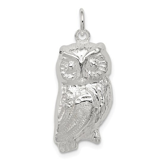 Silver Yellow Plated Owl Charm 25mm