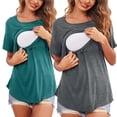 thumbnail image 1 of Vêtements de Grossesse Offres de l'Action de Grâce Liquidation Été Vêtements de Maternité pour Femmes Col Rond Manches Courtes Volants Pli Hauts de Grossesse, 1 of 5