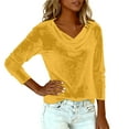 thumbnail image 6 of Women's Sparkly Velvet Tops Elegant Cowl Neck Long Sleeve Shirts Fall Winter Dressy Casual Blouses Tshirts 2025, Gold XXL, 6 of 6