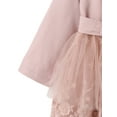 thumbnail image 6 of Caoirhny Kid Girls Winter Trench Coat, Lace Mesh Patchwork Long Sleeve Lapel Ruffle Double Breasted Windbreaker Outwear with Belt, 6 of 9