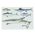 thumbnail image 1 of Aqua Cutting Board, Various Fish Predators with Swordfish Piranha and Chordate Aquatic Oceanic Image, Decorative Tempered Glass Cutting and Serving Board, Large Size, Grey and Grey, by Ambesonne, 1 of 1