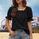 thumbnail image 5 of Camisetas De Mujer Camiseta de verano para mujer, camisetas casuales de cuello cuadrado de ajuste holgado para fiesta (negro S) Cgtredaw para Mujer Negro T S, 5 of 6