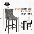 thumbnail image 3 of LinkRomat Counter Height Bar Stools Set of 2, 27''H Velvet Tufted Bar Stools with Back, Upholstered Leisure Style Bar Chairs for Kitchen Island, Dining Room, Pub(Light Grey), 3 of 11