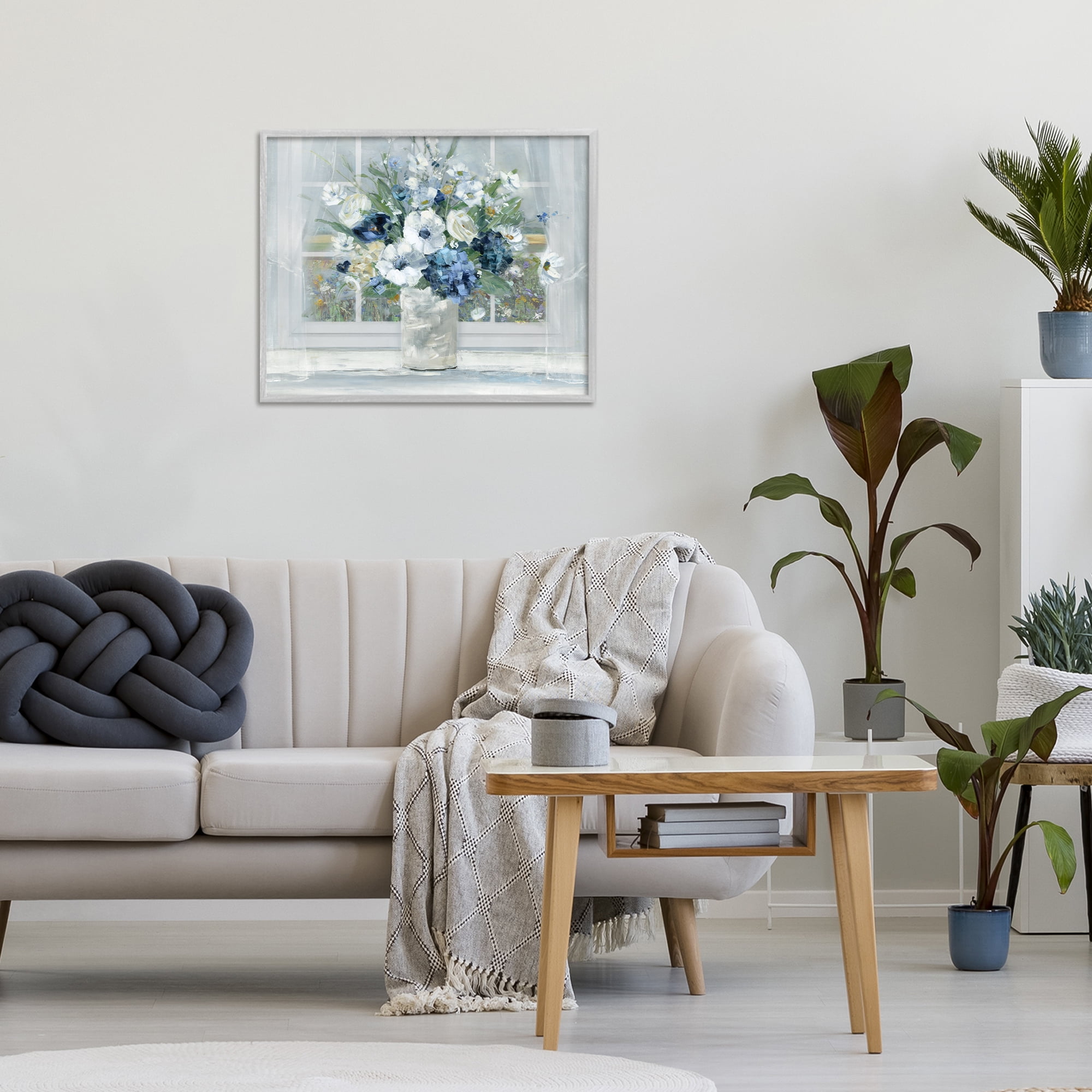 Stupell Industries Blue Hydrangea & Anemone Bouquet Gray Framed Giclee Art, design by Sally Swatland