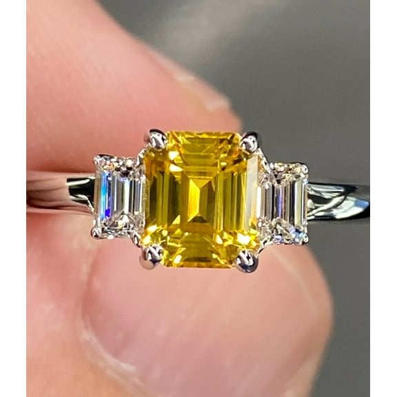 FlawlessLab Created 3 Ctw Canary Yellow Sapphire Ring Engagament ring Promise Ring
