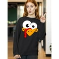 thumbnail image 3 of P&B Thanksgiving Silly Turkey Face Crewneck Sweatshirt, L, Black, 3 of 5