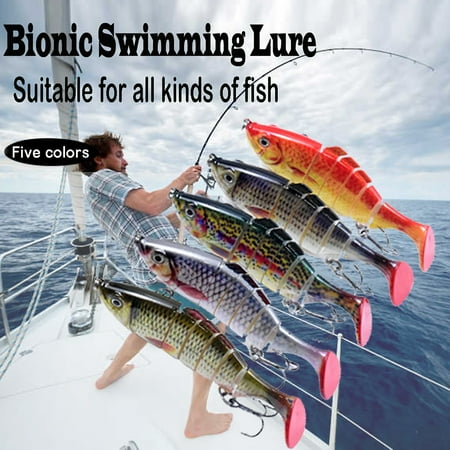 5PCS 3D Fishing Lures 5inch Artificial Bass Fishing Bait Set Freshwater Saltwater Multi Jointed Swim Baits Slow Sinking Bionic Swimming Lures Lifelike Hard Bait Crankbait Treble Hooks