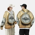 thumbnail image 4 of Gaeub Magnetic Old Compass On World Map Men's and Women's UPF 50+ Long-Sleeved Sun Protection Clothing, Fishing Shirt Long Sleeve Zip-Large, 4 of 7