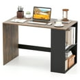 thumbnail image 1 of Gymax Computer Desk 44'' Home Office Desk w/ 2-Tier Bookshelf Study Writing Desk Rustic Brown & Black, 1 of 10