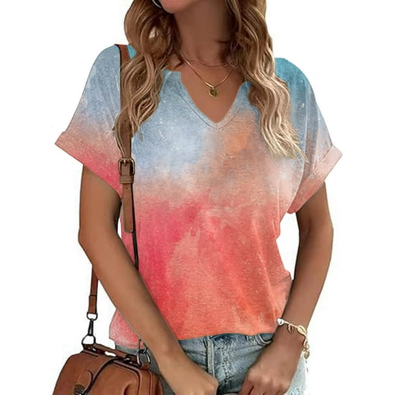 Womens Summer Tops Casual Country V Neck Tee Shirts Plus Size Blouses for Women Dressy Casual Work Out Shirts Gym Loose Funny