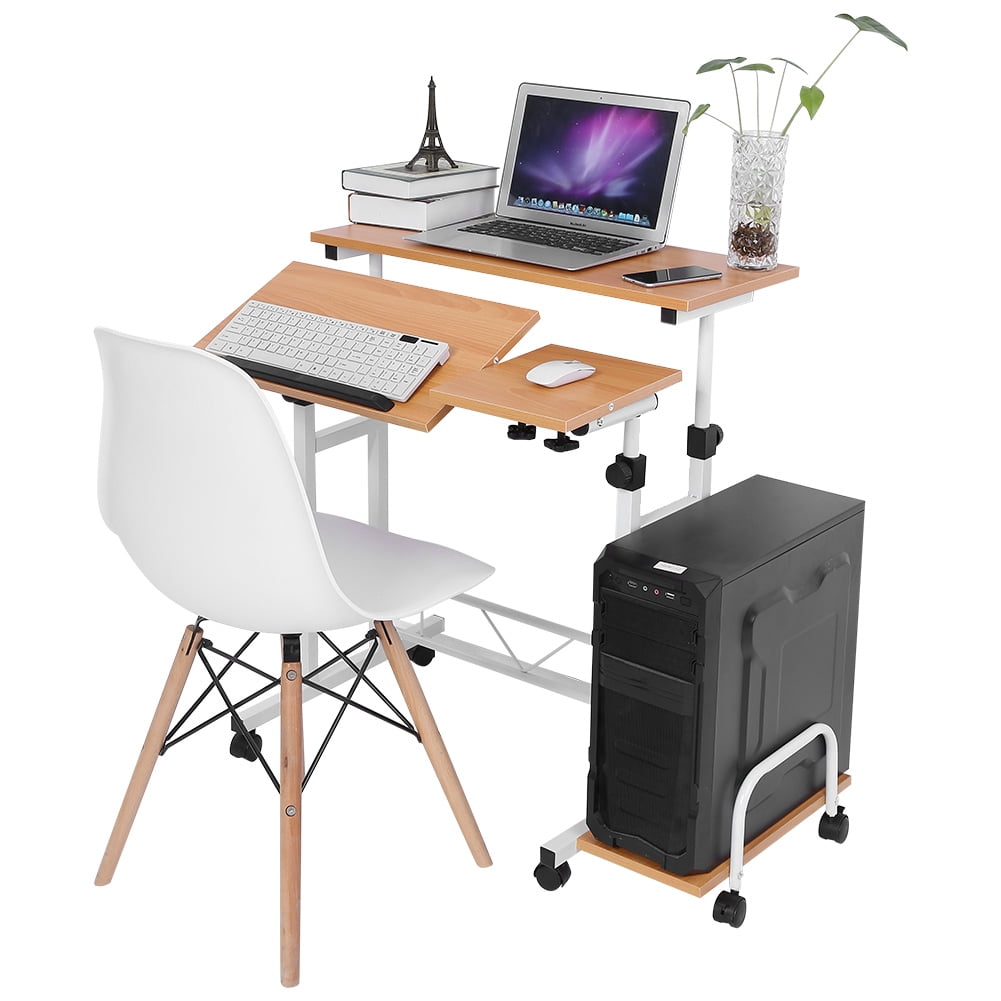 WALFRONT Stable Height Adjustable Mobile Laptop Computer Standing Desk