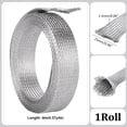 thumbnail image 3 of 1" Wide Stainless Steel Sleeving Braid Cable Wire Shielding Sleeve Ground Straps Protection Flat Metal Mesh Flexible Expandable Scalable Ribbon Wire for Protect Cable 13.12 Feet Silver, 3 of 9