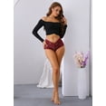 thumbnail image 4 of Unique Bargains Women's Mid-Waisted Briefs Coverage Transparent Lace Panties Red L, 4 of 5