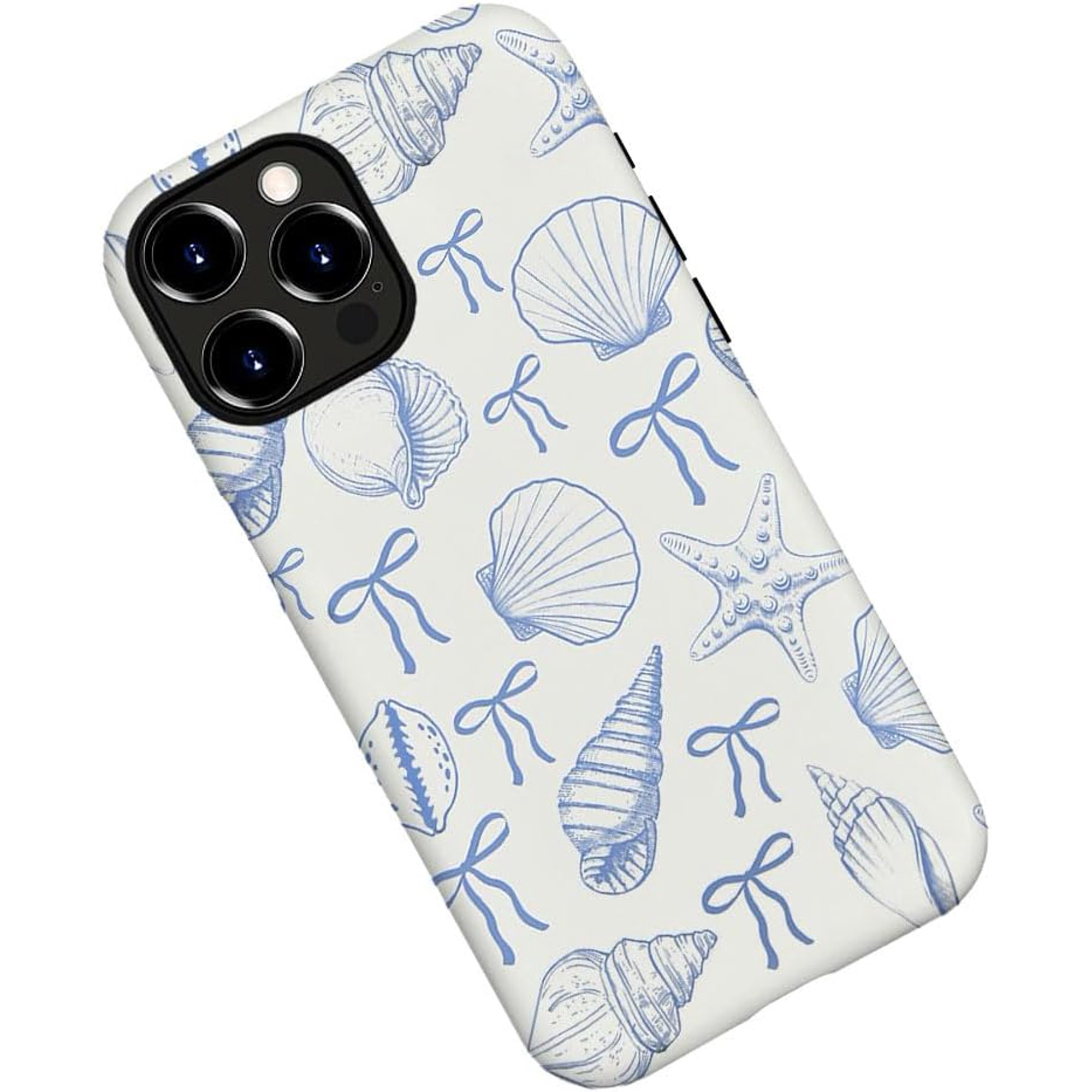 Case for iPhone 14 Pro Seashell Beach Aesthetic Coastal Bow Phone Case Military-Grade Drop Protection Cover for Women Girl - Frosted