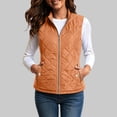 thumbnail image 2 of larppty Women's Vest, Stand Collar Lightweight Zip Up Front Quilted Padded Vest for Women (Orange, S), 2 of 6