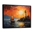 thumbnail image 2 of Designart "Lighthouse Guiding Painting I" Nautical & Beach Floater Framed Wall Art Print, 2 of 7