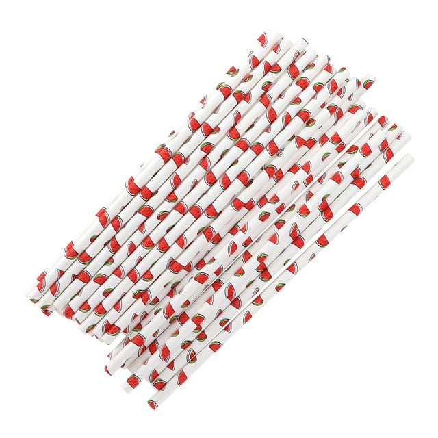 Colored Paper Straws, Light And Portable Safe And Easy Fruit Pattern Straws For Most People For Beach Parties Pool Theme Parties, Picnics Lemon,Watermelon,Strawberry
