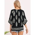 thumbnail image 3 of DARING DIVA Women's Boho Tops Summer 3/4 Sleeve V Neck Loose Blouses S Black, 3 of 6