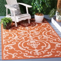 Safavieh Courtyard Dara Damask Indoor/Outdoor Area Rug, Terracotta/Natural, 5'3" x 7'7"