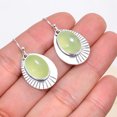 thumbnail image 3 of Prehnite - South Africa Gemstone 925 sterling Silver Earring, Length 1.40", Gift For Her, Silver Handmade Jewelry, Prehnite Earring, Green Earring, Ov, 3 of 4