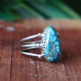 thumbnail image 3 of Turquoise Teardrop Ring, 925 Sterling Silver Ring, Multi-Band Ring, Handmade Jewelry, Boho Jewelry Statement Ring, Dainty Ring, Gift For Her, 3 of 7