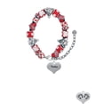 thumbnail image 2 of Twins Heart with Two Pair of Baby Feet Red Christmas Bead Bracelet, 2 of 4