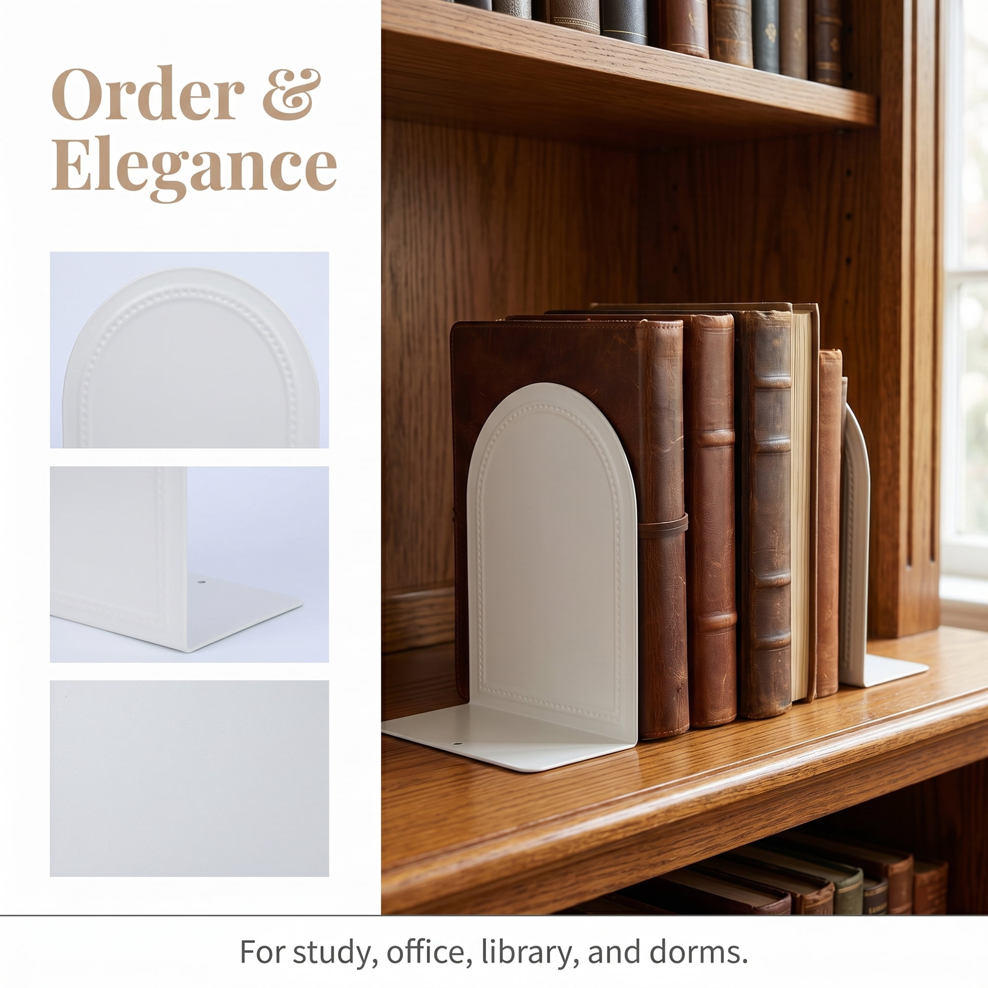Unique Bargains 2Pcs Decorative Metal Modern Hollow-out Bookends White 5*3.1*6.5inch