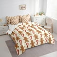 thumbnail image 3 of Manfei Christmas Gingerbread Man 7 Pieces Bedding Comforter Set,Sweet Candy Cane Full Bedding Set,Brown Beige Red Fitted Sheet Flat Sheet For Princess,Luxury Bedroom Decor Reversible, 3 of 8