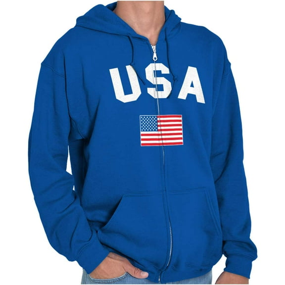 USA Patriot 4th of July Memorial Day Zip Up Hoodie Men's Women's Brisco Brands M